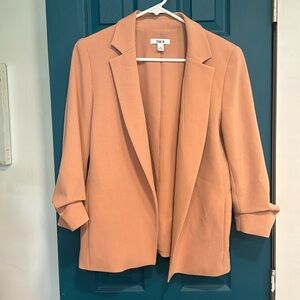 Bar III Tan Blazer with Notched Lapel and Cuffed Sleeves